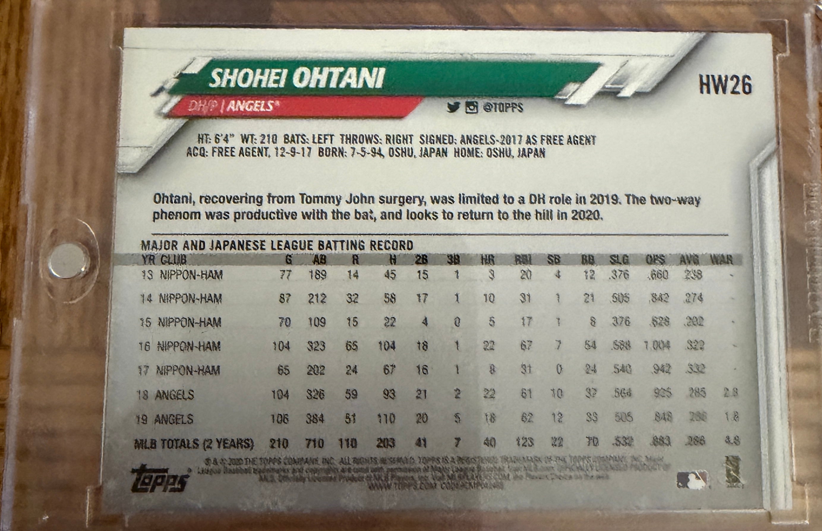 2020 Topps Holiday Shohei Ohtani #HW26